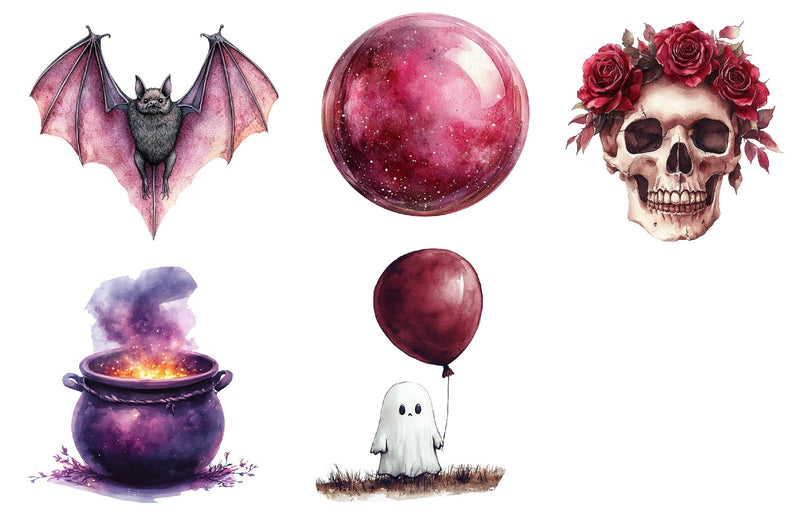 Burgundy & Halloween Clipart Bundle 5 - CraftNest - Digital Crafting and Art