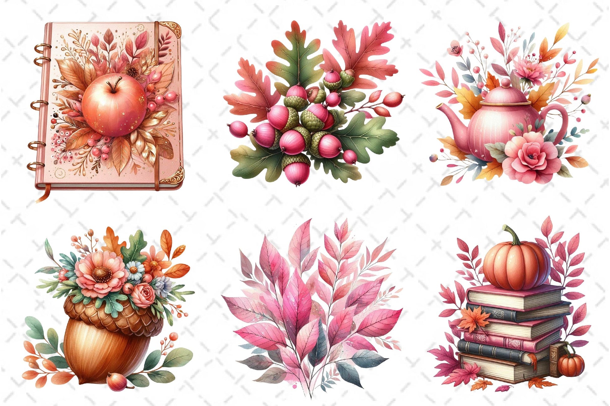 Pink Autumn Fall Clipart Bundle - CraftNest - Digital Crafting and Art
