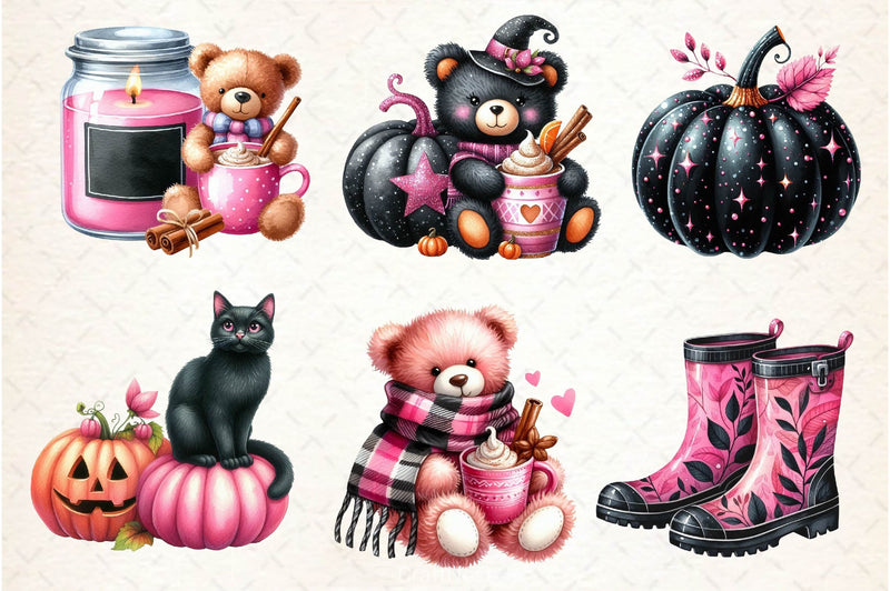Pink Black Autumn Clipart Bundle 4 - CraftNest - Digital Crafting and Art