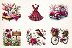 Burgundy Spring Clipart Bundle 7 - CraftNest - Digital Crafting and Art