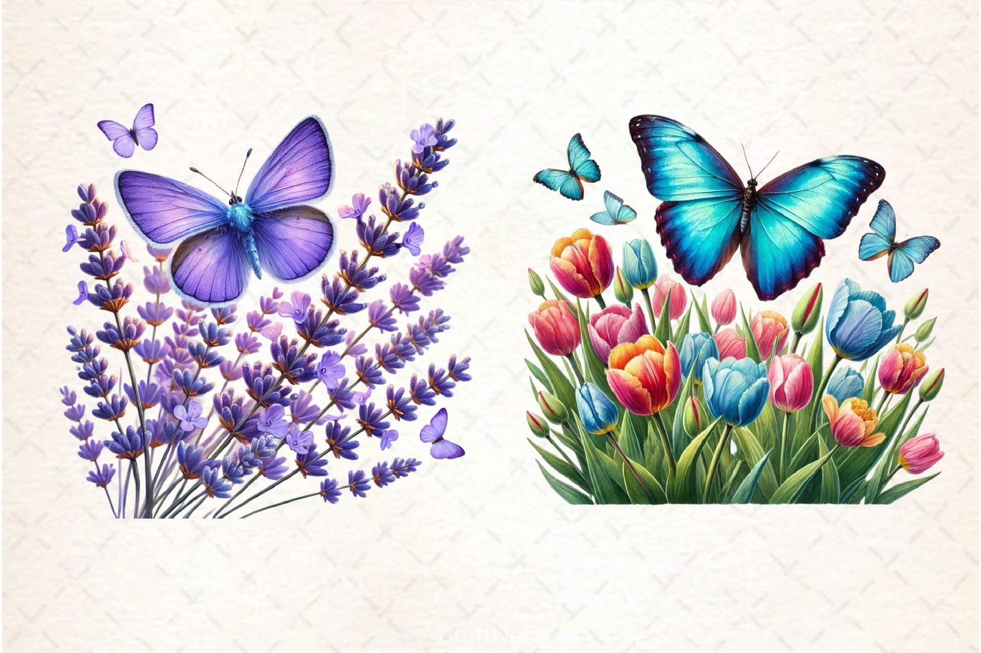 Spring Butterfly Flower Clipart Bundle - CraftNest - Digital Crafting and Art
