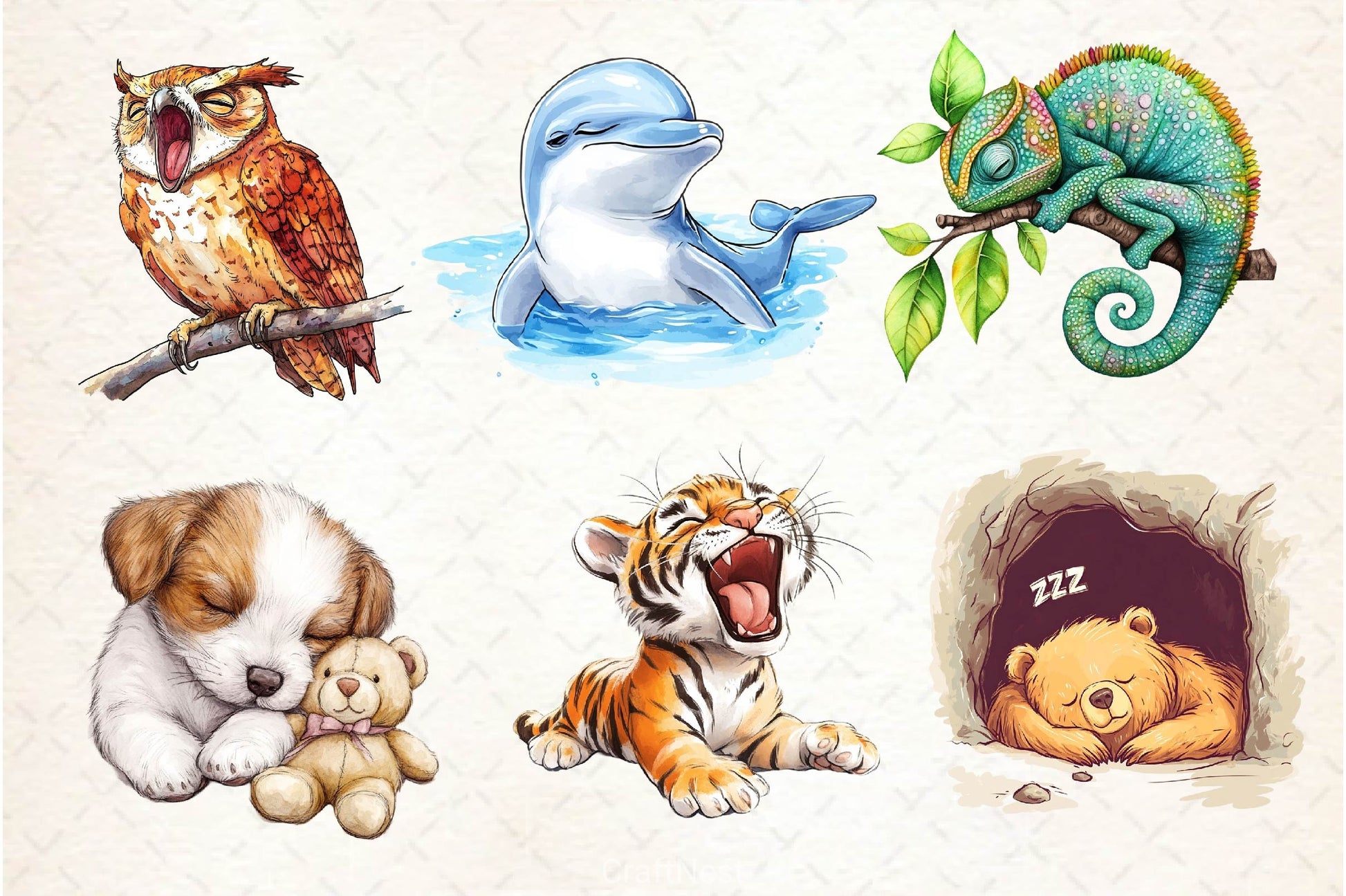 Sleepy Animals Clipart Bundle 3 - CraftNest - Digital Crafting and Art