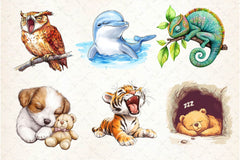 Sleepy Animals Clipart Bundle 3 - CraftNest - Digital Crafting and Art