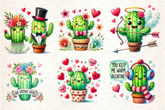 Cute Valentine Funny Cactus Clipart Bundle - CraftNest - Digital Crafting and Art