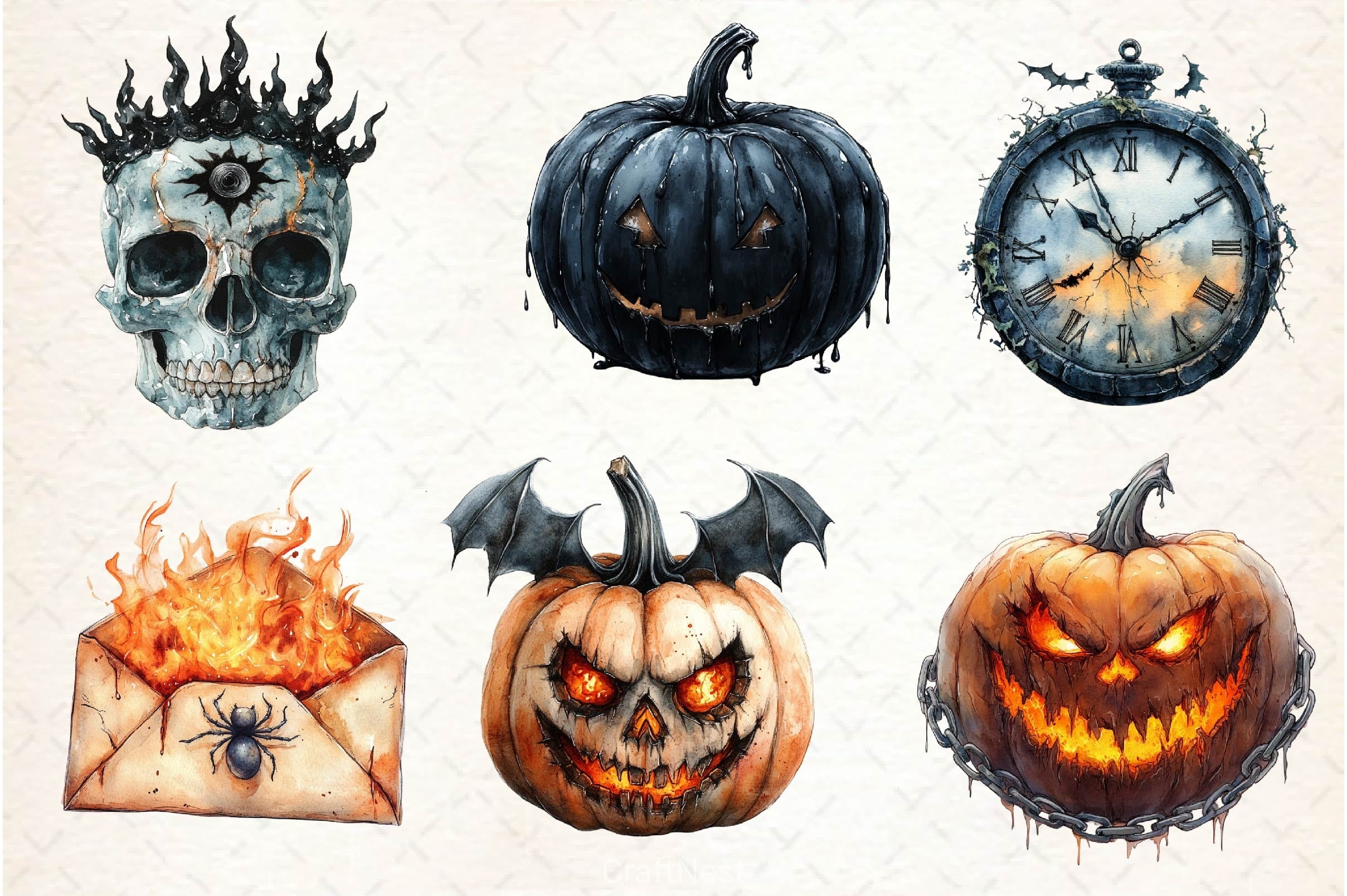 Dark Halloween Clipart Bundle 5 - CraftNest - Digital Crafting and Art