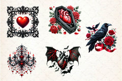 Gothic Valentine Clipart Bundle 4 - CraftNest - Digital Crafting and Art