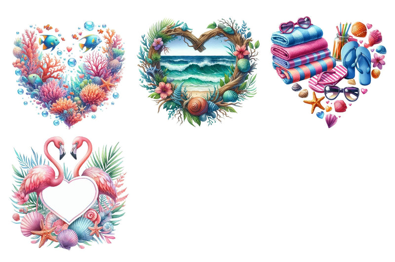 Heart Beach Frame Clipart Bundle 1 - CraftNest - Digital Crafting and Art