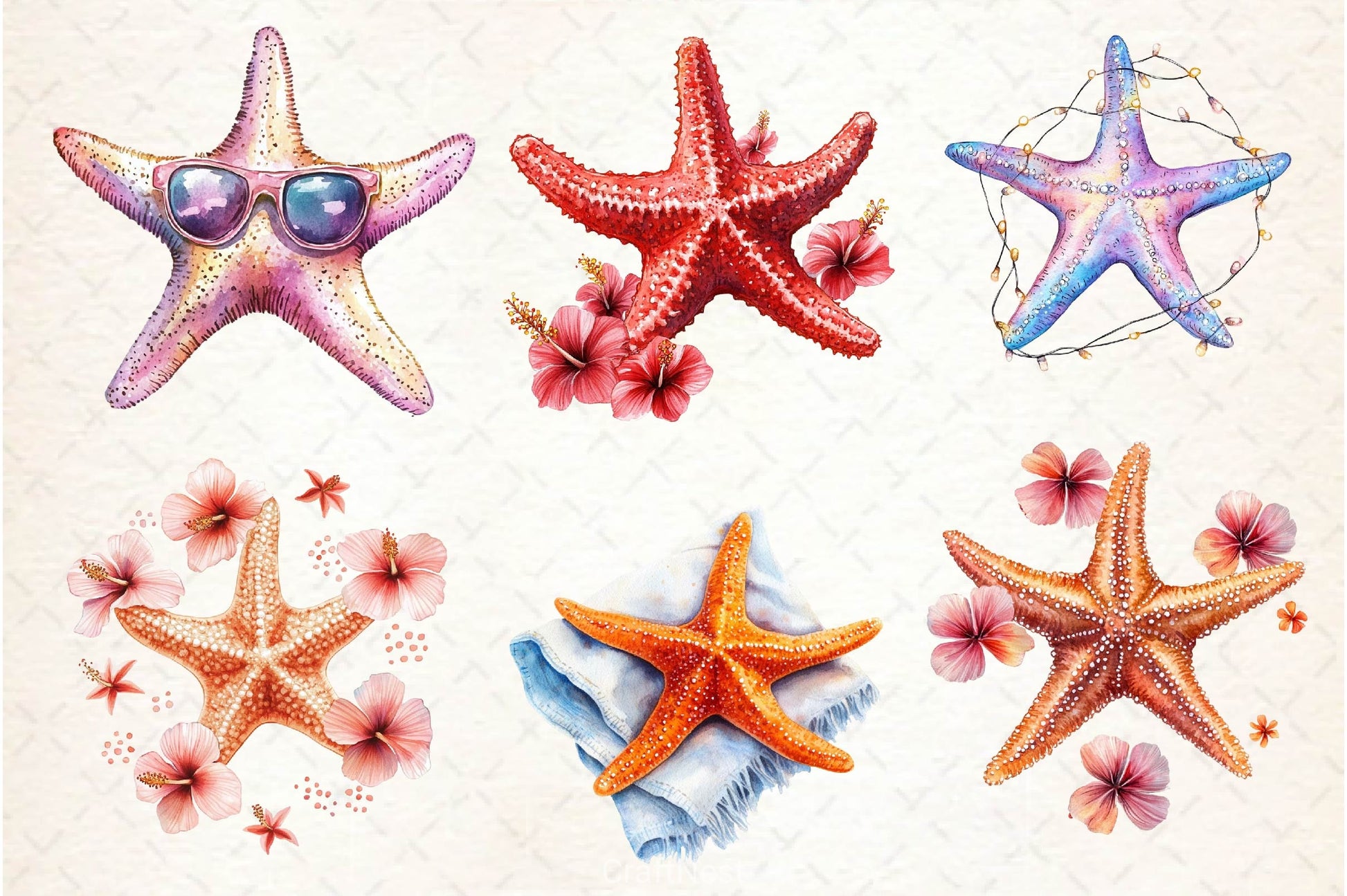 Summer Starfish Clipart Bundle 3 - CraftNest - Digital Crafting and Art