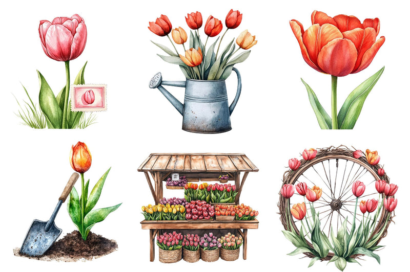 Amsterdam Summer Tulips Clipart Bundle - CraftNest - Digital Crafting and Art