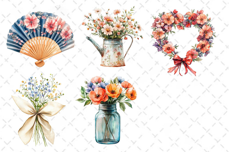 Summer Garden Wedding Set Clipart Bundle - CraftNest - Digital Crafting and Art