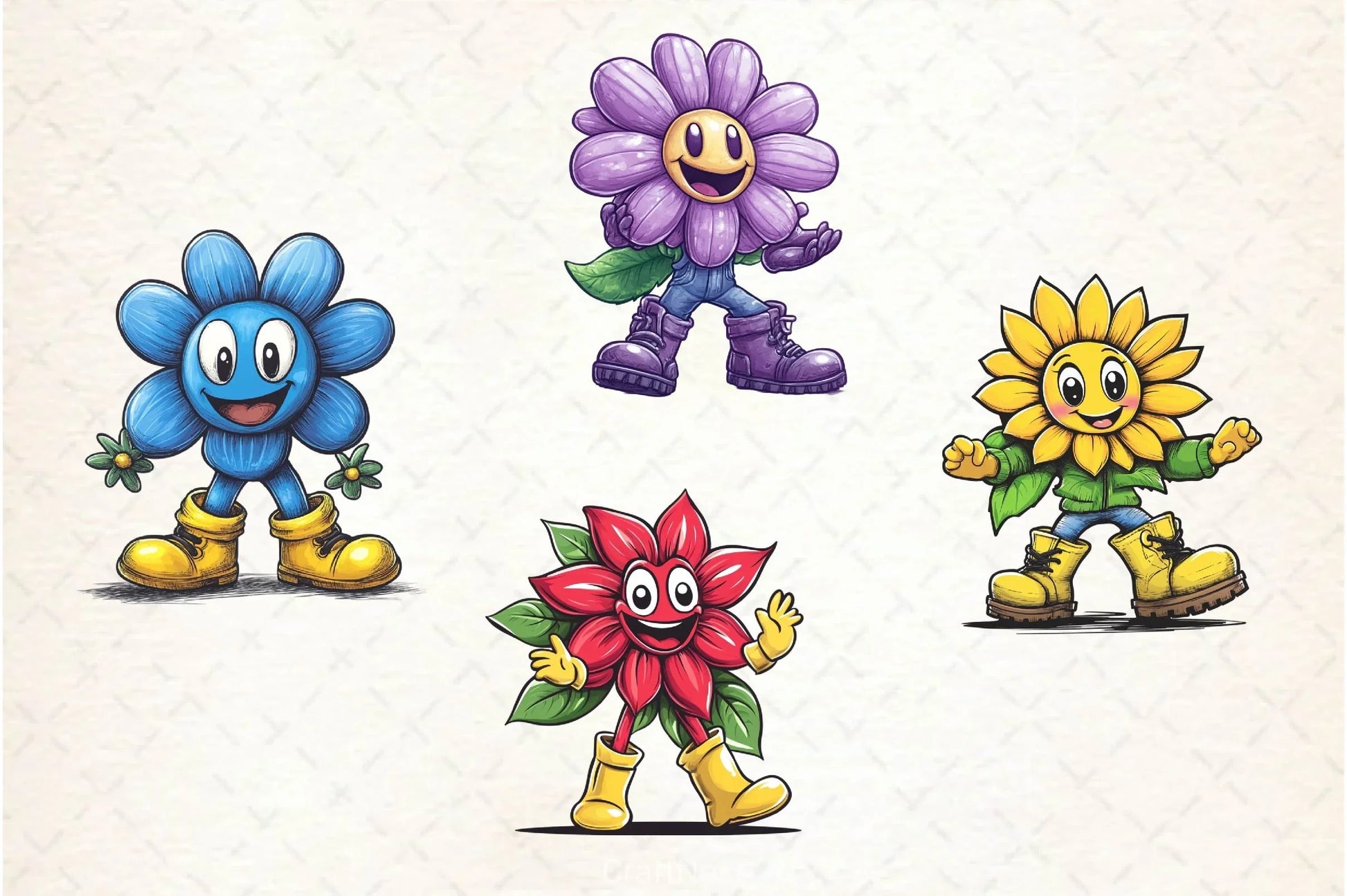 Flowers Mascot Clipart Bundle 2 - CraftNest - Digital Crafting and Art