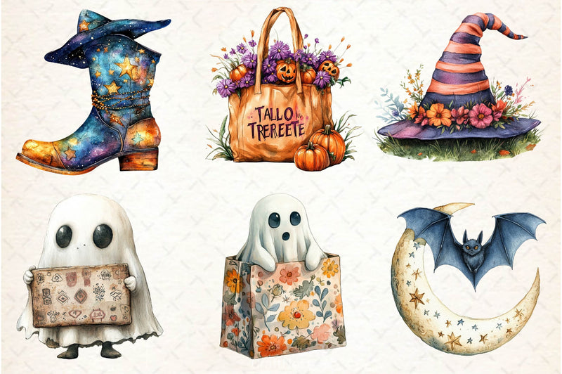 Boho Halloween Trick Or Treat Clipart Bundle 2 - CraftNest - Digital Crafting and Art