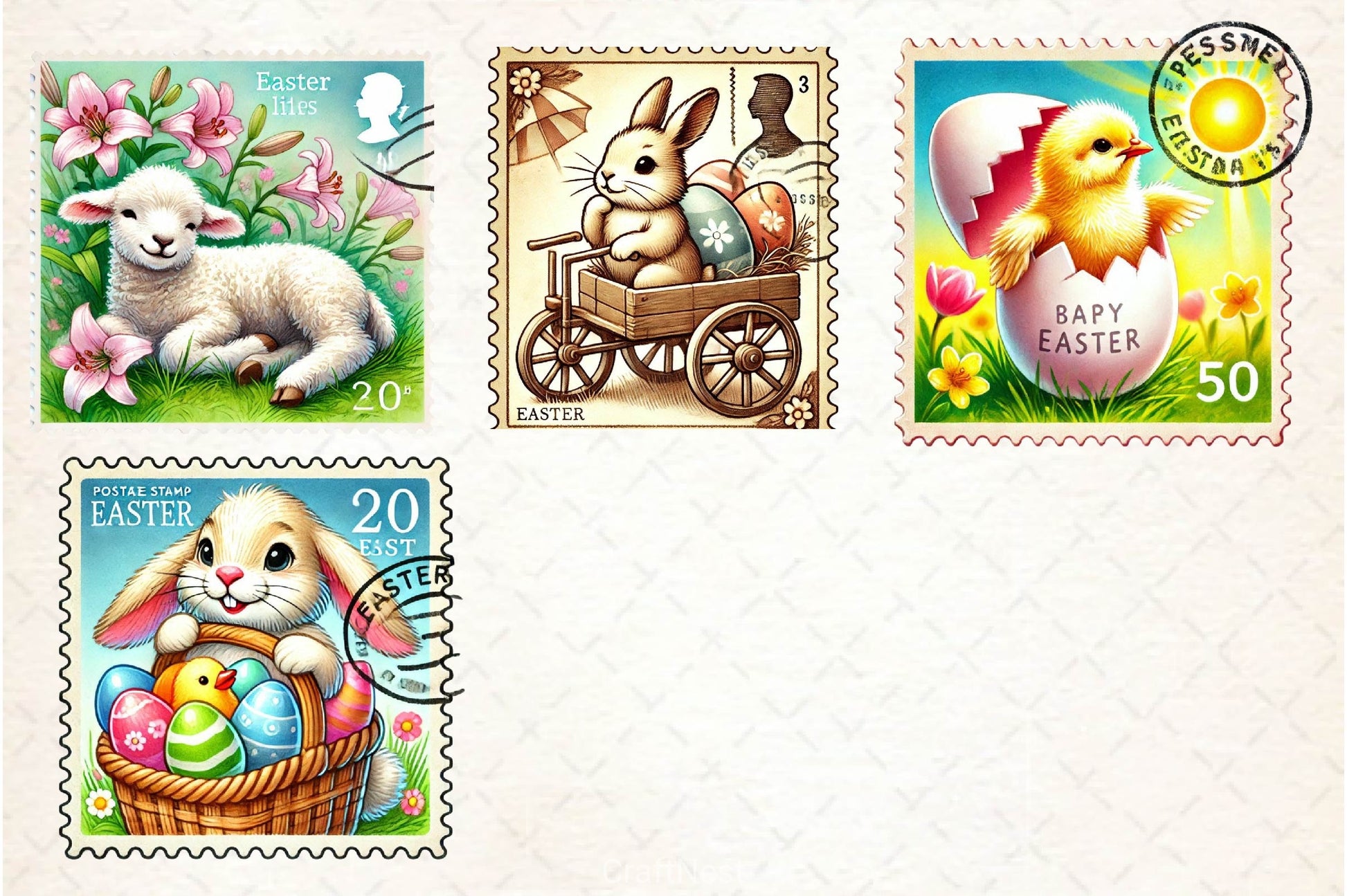 Easter Postage Stamp Clipart Bundle 2 - CraftNest - Digital Crafting and Art