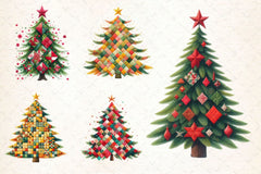 Quilted Christmas Tree Border Clipart Bundle 2 - CraftNest - Digital Crafting and Art