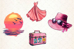 Pink Summer Clipart Bundle 3 - CraftNest - Digital Crafting and Art
