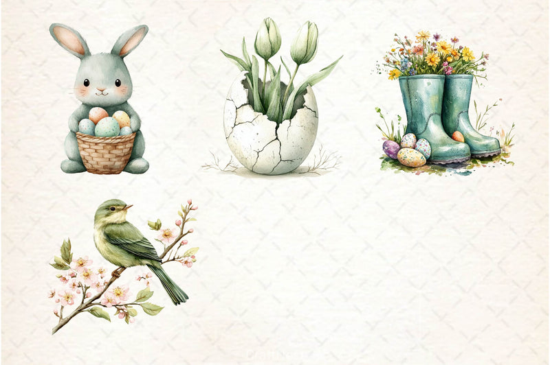 Sage Green Easter Clipart Bundle - CraftNest - Digital Crafting and Art