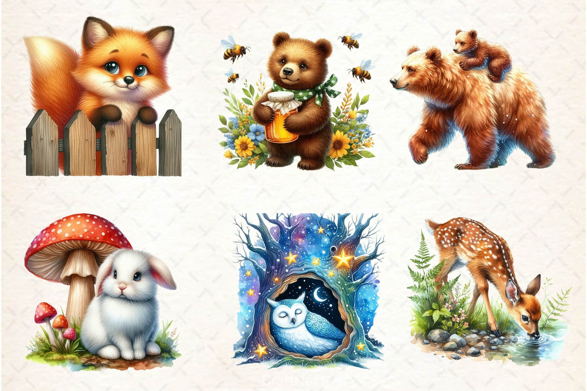 Woodland Forest Animals Clipart Bundle 8 - CraftNest - Digital Crafting and Art