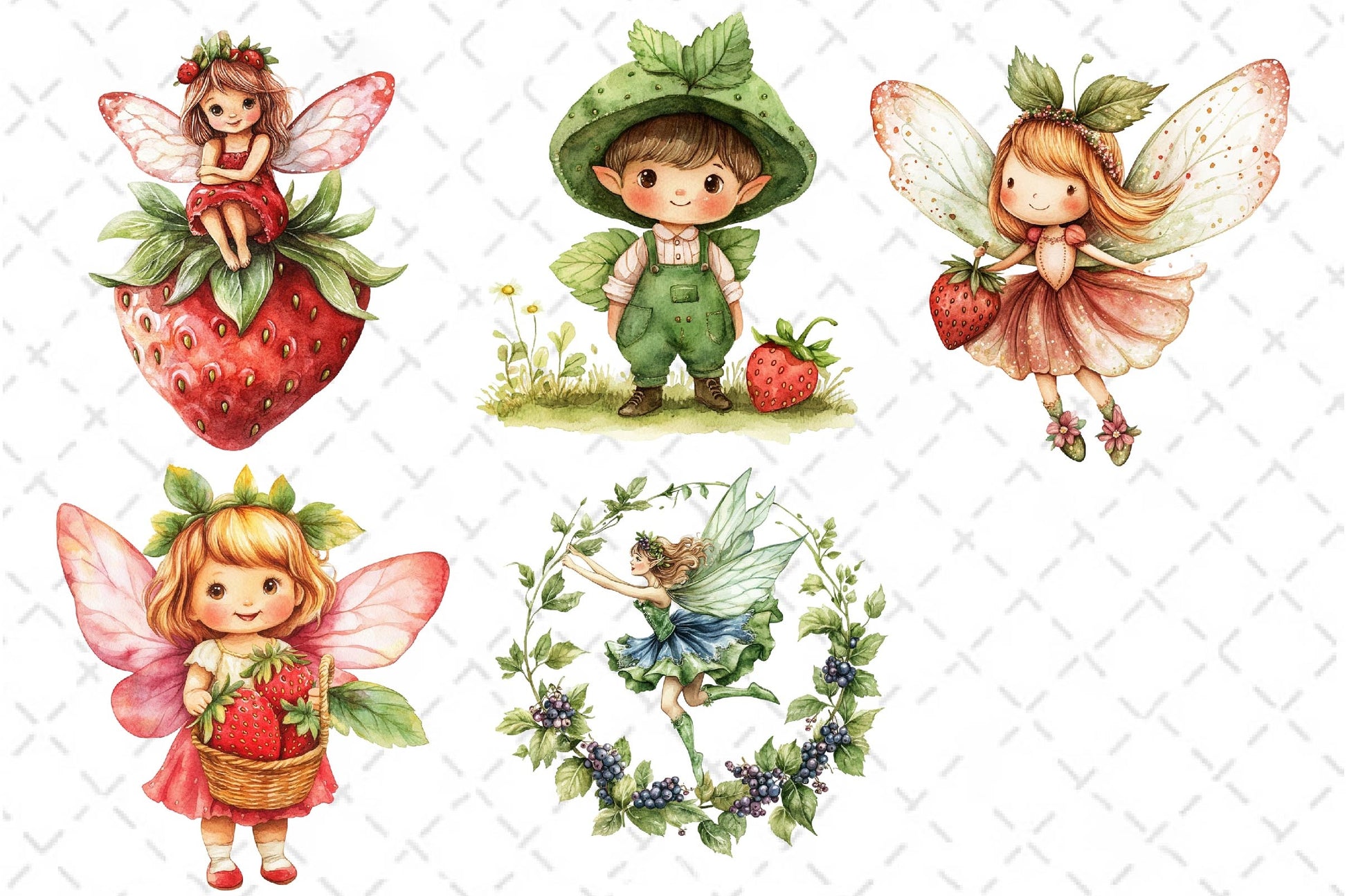 Strawberry Garden Fairies Clipart Bundle - CraftNest - Digital Crafting and Art