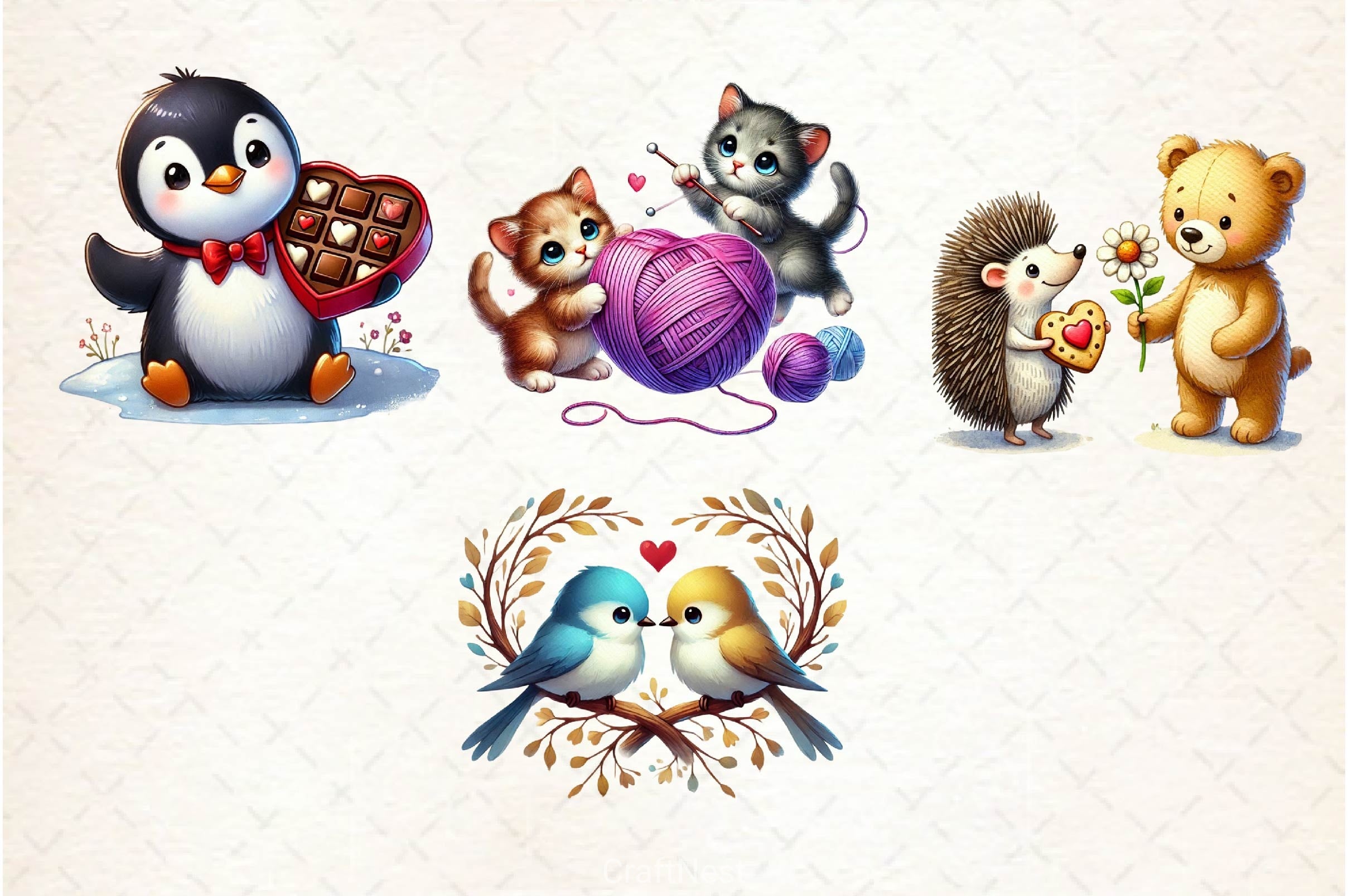Valentine Design Valentine Animals Clipart Bundle 2 - CraftNest - Digital Crafting and Art
