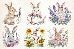 Floral Bunny Embroidery Clipart Bundle - CraftNest - Digital Crafting and Art