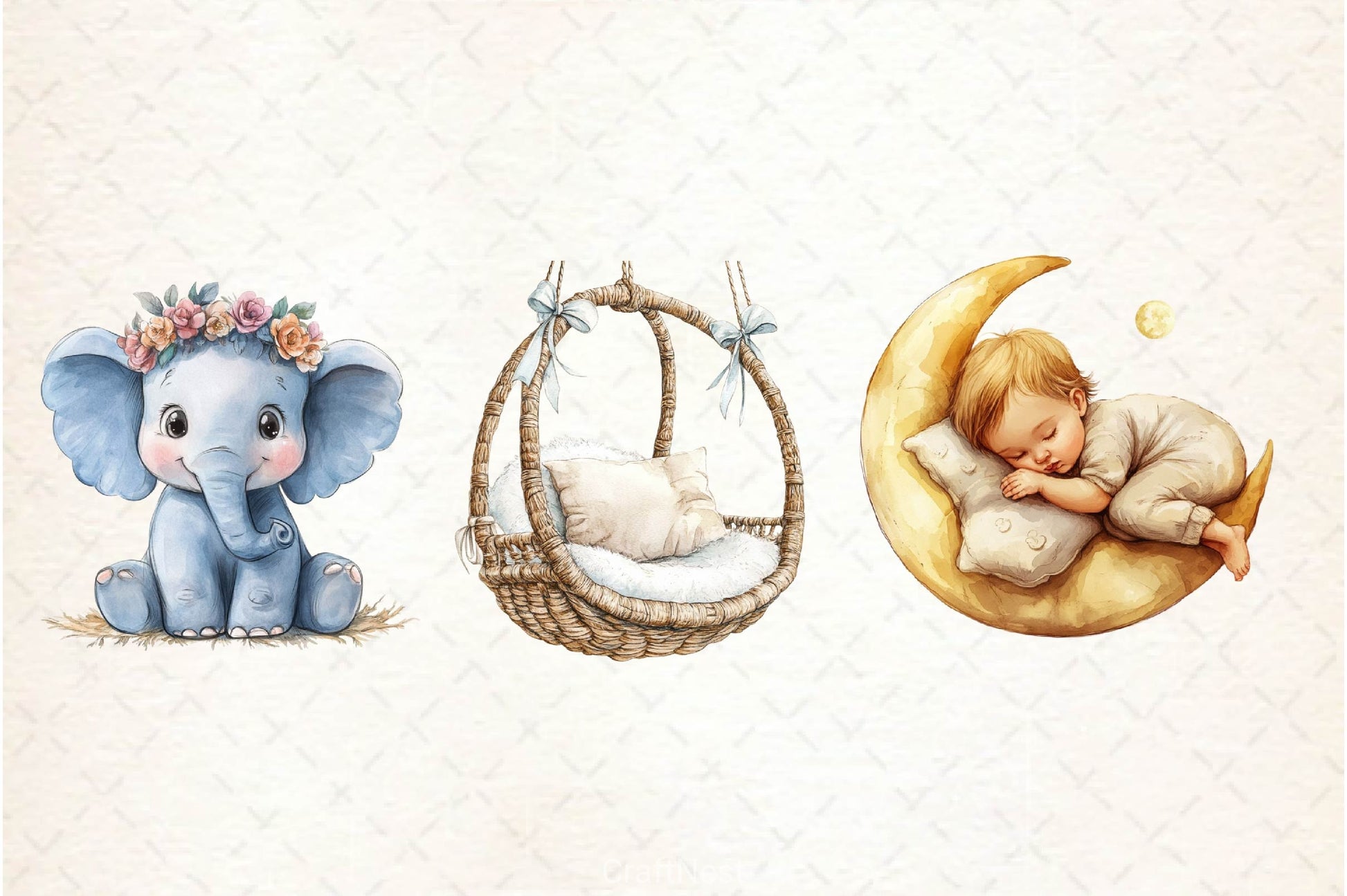 Boho Nursery Baby Clipart Bundle 2 - CraftNest - Digital Crafting and Art