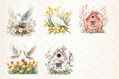 Spring White Doves Clipart Bundle 2 - CraftNest - Digital Crafting and Art