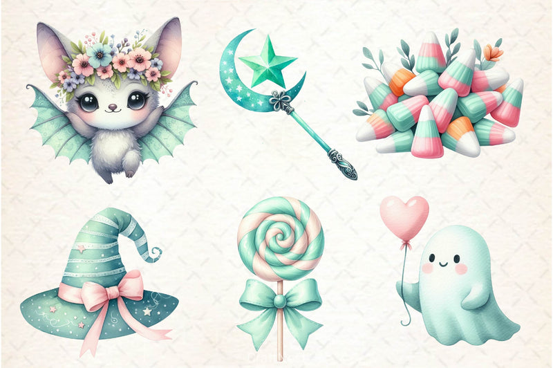 Pastel Mint Halloween Clipart Bundle - CraftNest - Digital Crafting and Art