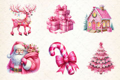 Pink Happy Christmas Clipart Bundle 1 - CraftNest - Digital Crafting and Art