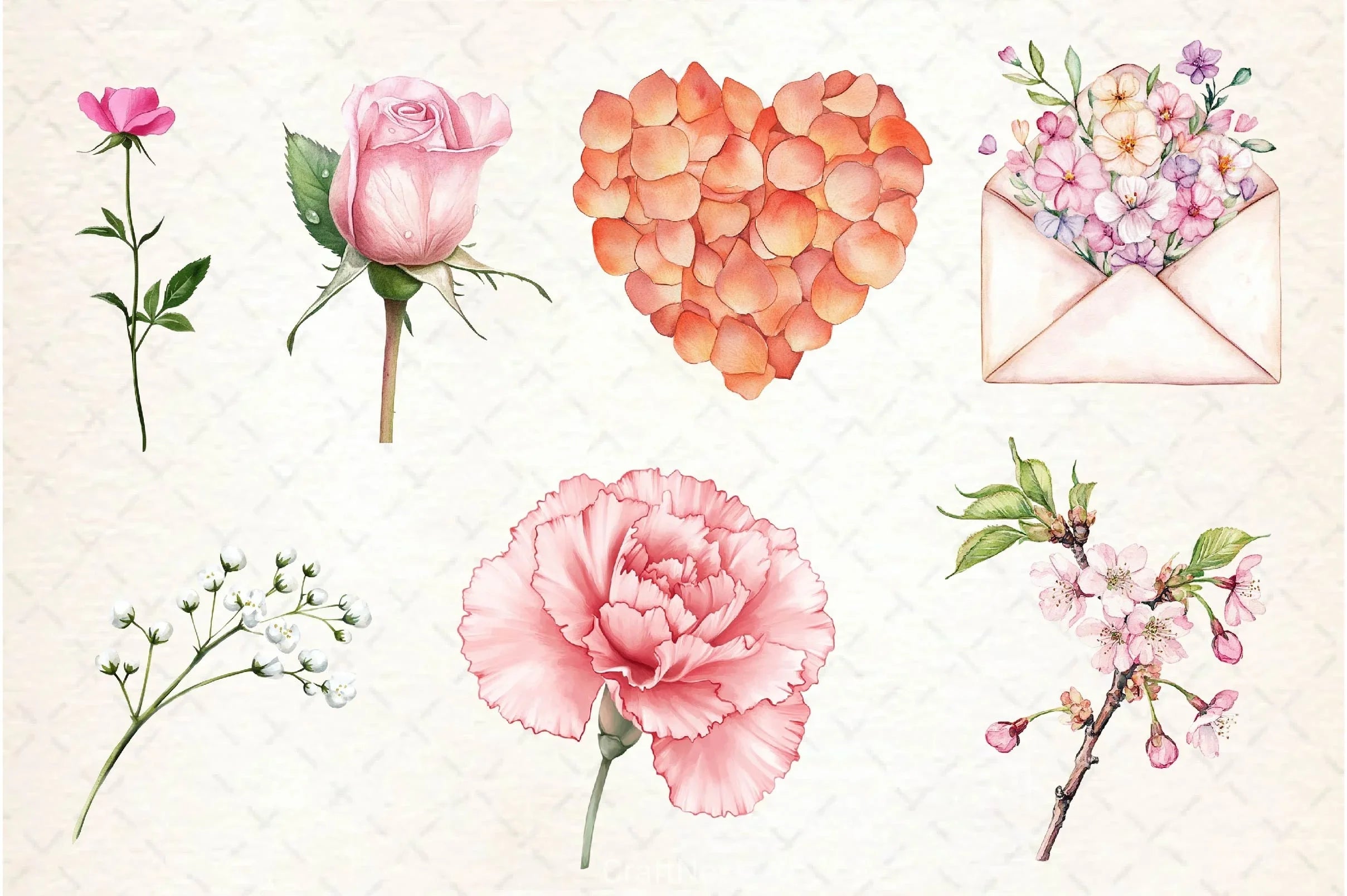 Romance Floral Clipart Bundle - CraftNest - Digital Crafting and Art