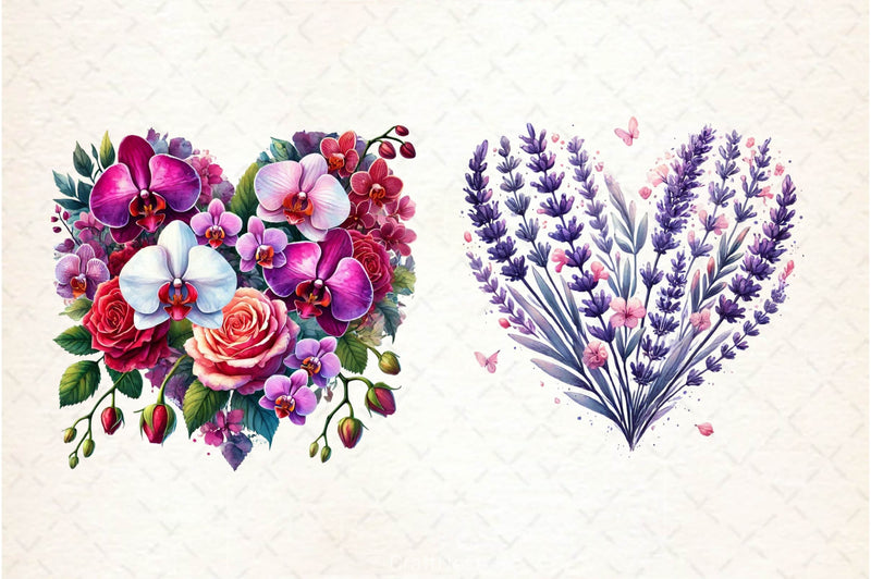 Valentine Floral Heart Clipart Bundle - CraftNest - Digital Crafting and Art