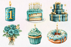 Teal Birthday Clipart Bundle - CraftNest - Digital Crafting and Art