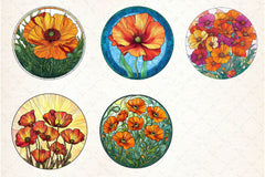 Stained Glass California Poppies Clipart Bundle - CraftNest - Digital Crafting and Art