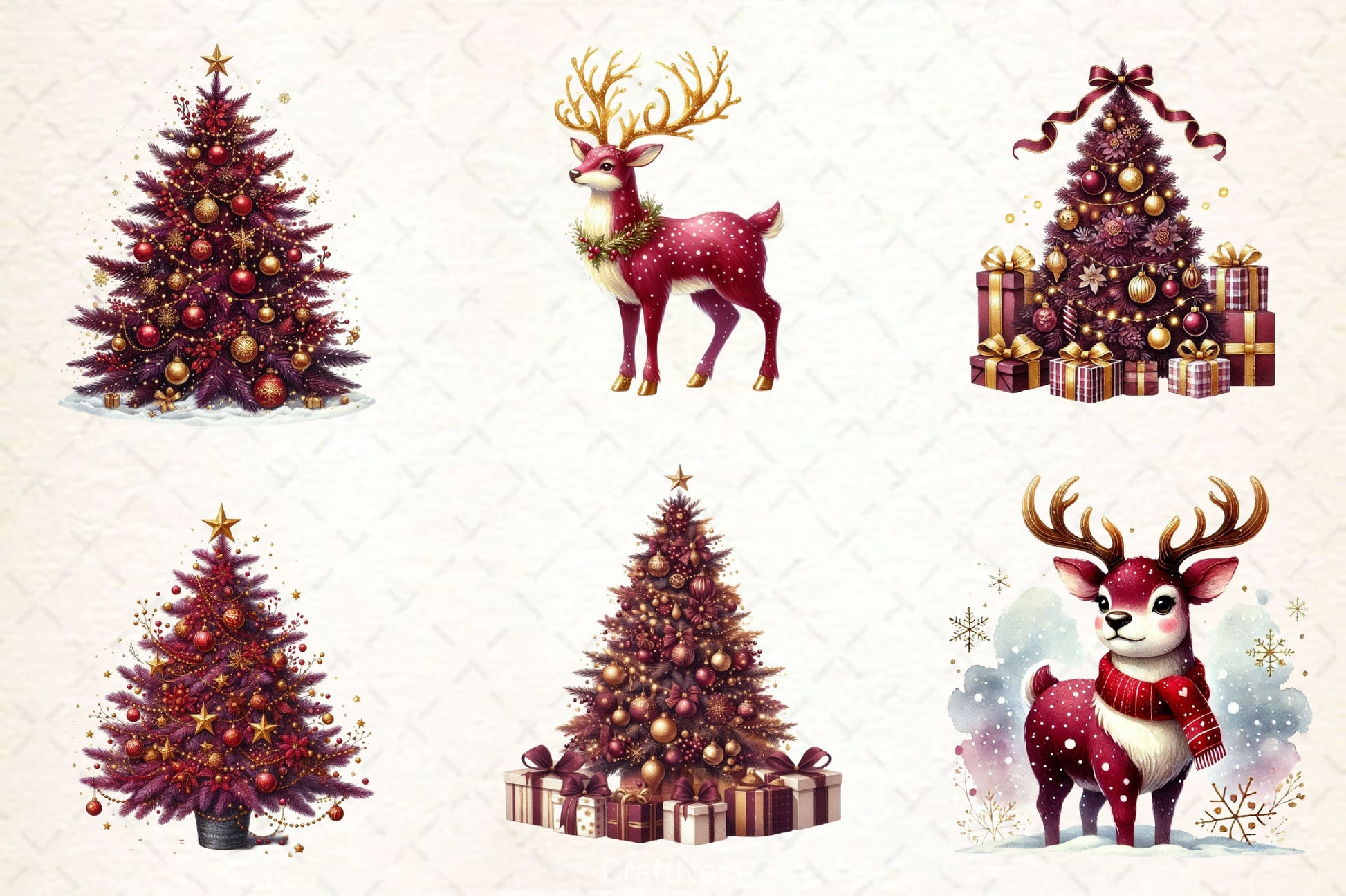 Burgundy Beauty & Holiday Clipart Bundle 2 - CraftNest - Digital Crafting and Art