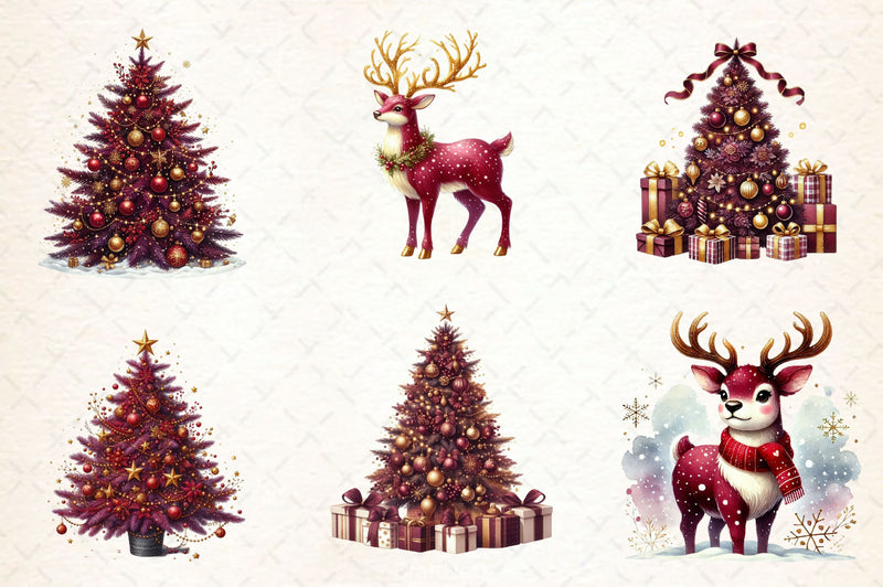 Burgundy Beauty & Holiday Clipart Bundle 2 - CraftNest - Digital Crafting and Art
