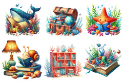 Undersea Reading Clipart Bundle 2 - CraftNest - Digital Crafting and Art