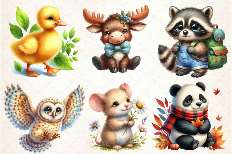 Woodland Animals Cute Baby Animals Clipart Bundle 2 - CraftNest - Digital Crafting and Art