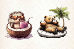 Summer Animals On Float Clipart Bundle 7 - CraftNest - Digital Crafting and Art