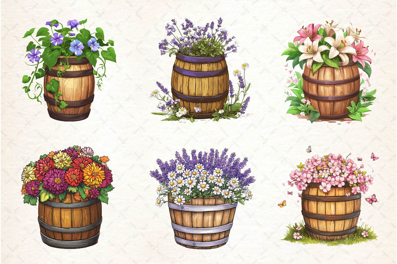 Floral Barrel Clipart Bundle 2 - CraftNest - Digital Crafting and Art