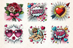 Cute Pop Art Valentines Day Clipart Bundle - CraftNest - Digital Crafting and Art