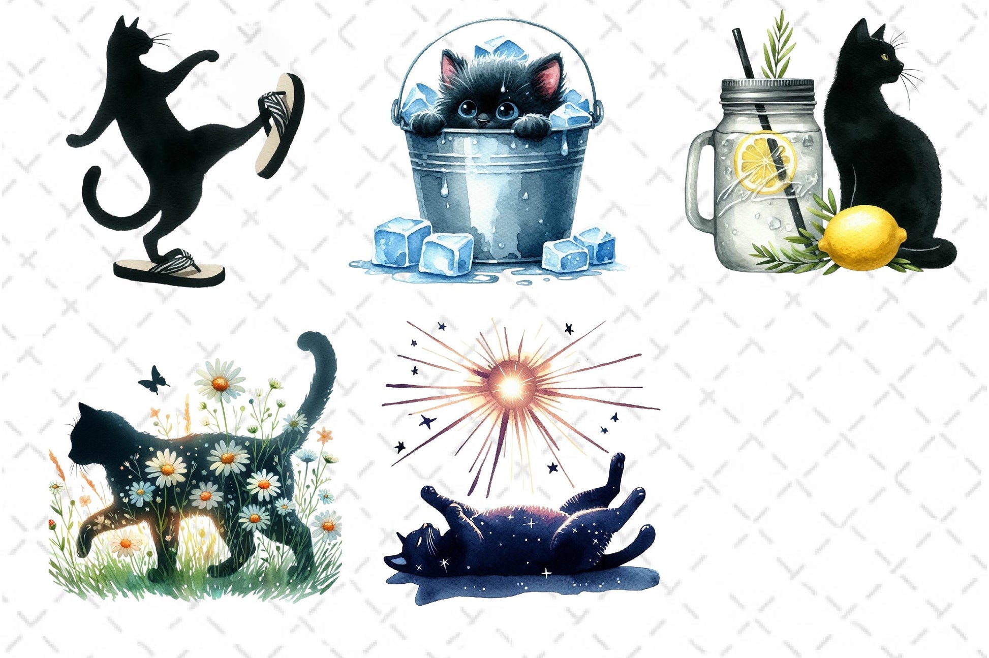 Cat Silhouette Summer Clipart Bundle - CraftNest - Digital Crafting and Art