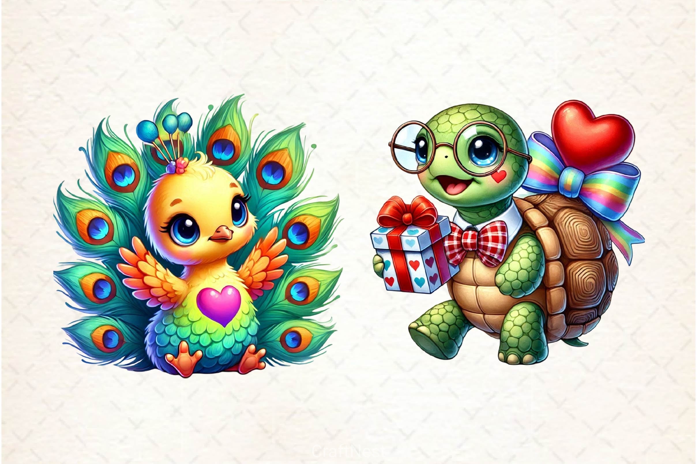 Valentine Baby Animals Clipart Bundle - CraftNest - Digital Crafting and Art