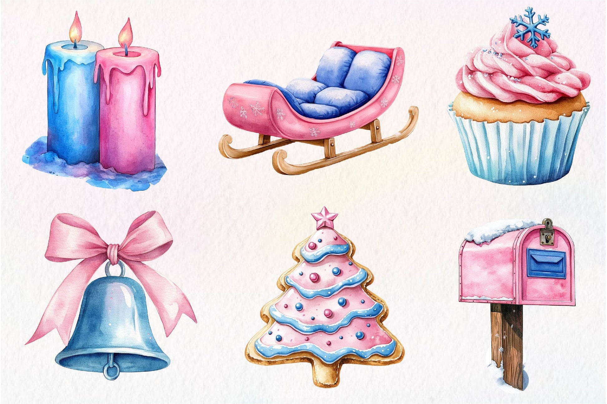 Pink And Blue Christmas Clipart Bundle - CraftNest - Digital Crafting and Art