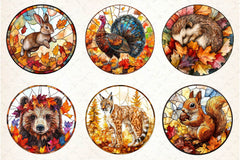 Stained Glass Autumn Animals Clipart Bundle - CraftNest - Digital Crafting and Art