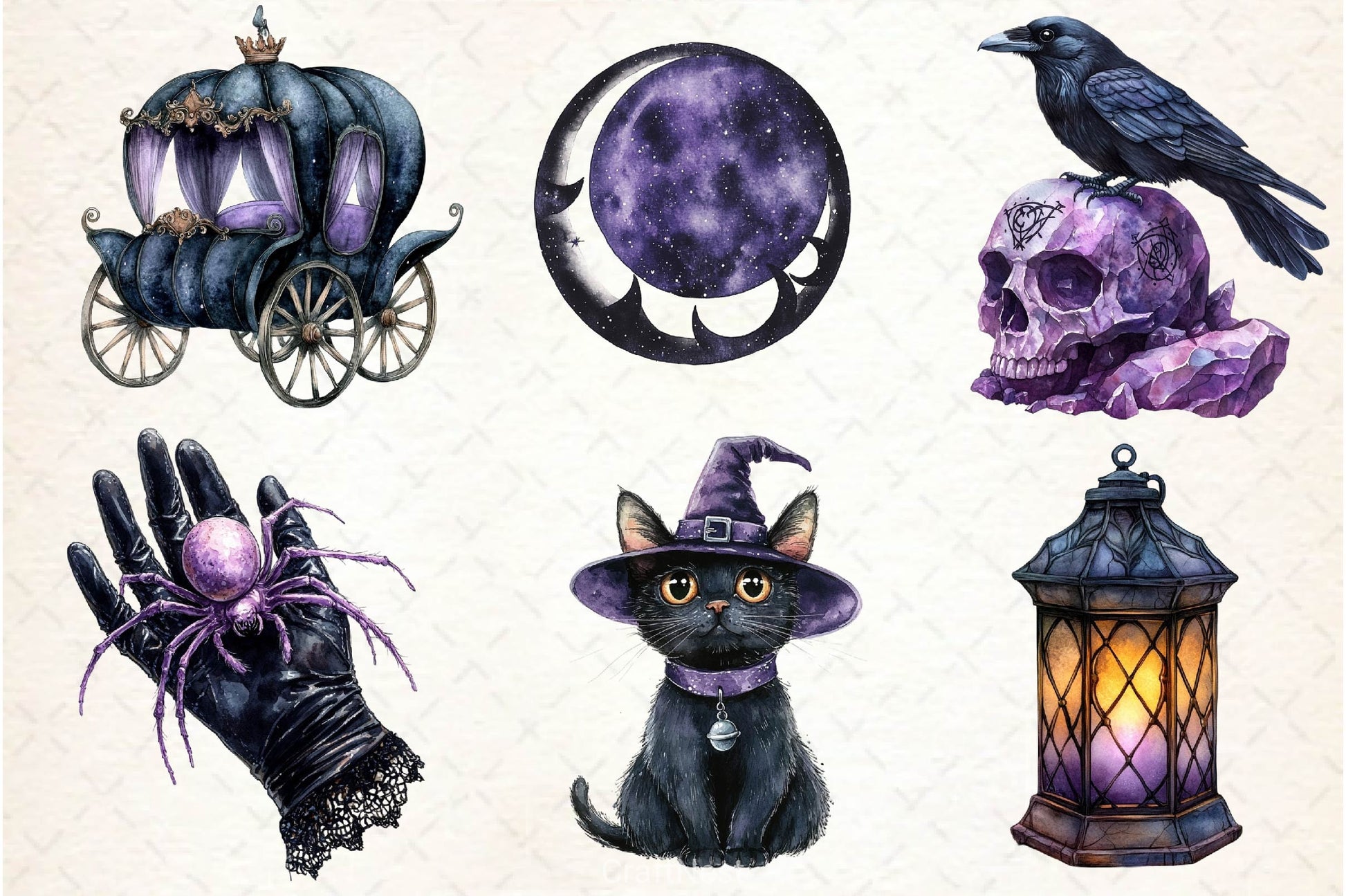 Black Purple Gothic Halloween Clipart Bundle - CraftNest - Digital Crafting and Art