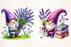 Lavender Purple Gnome Clipart Bundle 4 - CraftNest - Digital Crafting and Art
