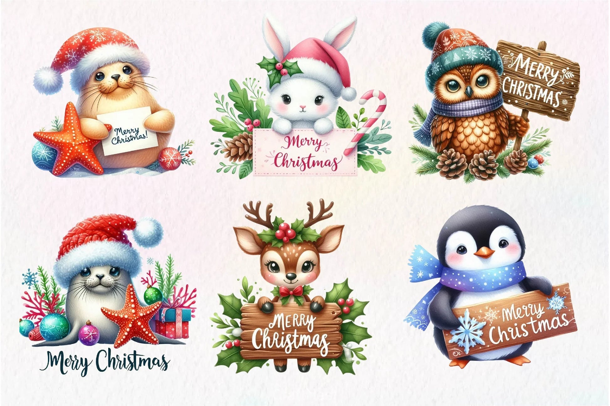 Merry Christmas Animals Clipart Bundle - CraftNest - Digital Crafting and Art