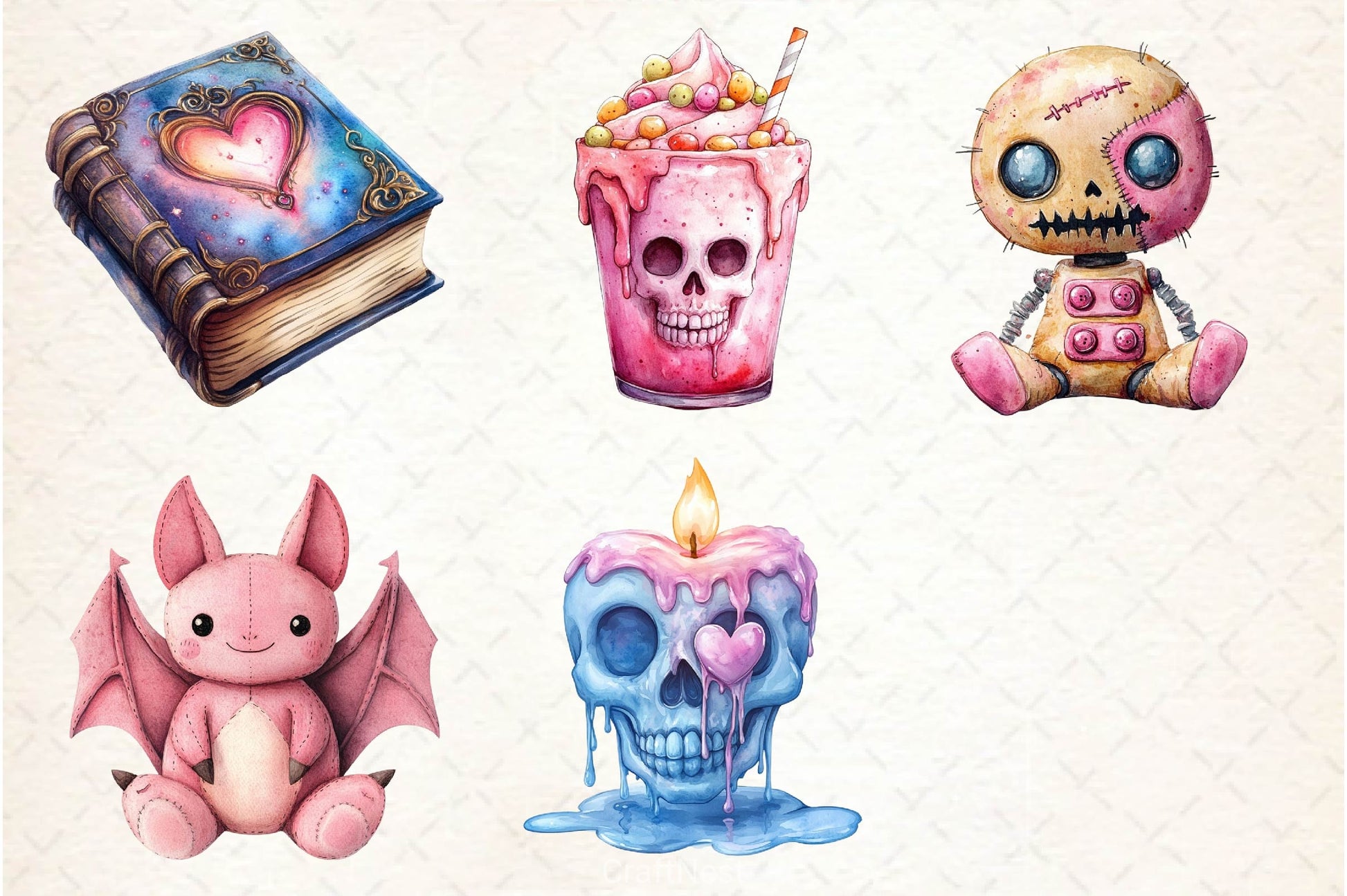 Pink Pastel Halloween Clipart Bundle - CraftNest - Digital Crafting and Art