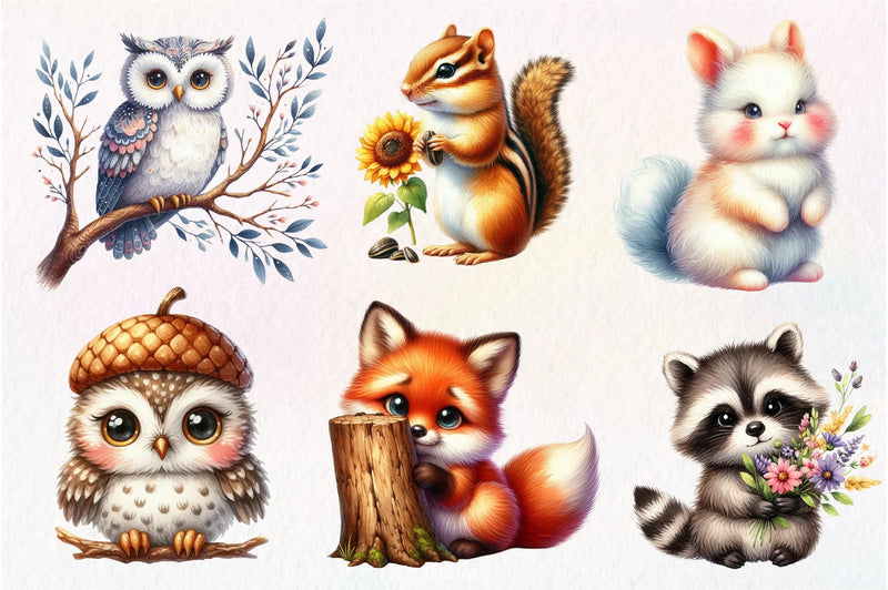Cute Woodland Animal Clipart Bundle - CraftNest - Digital Crafting and Art