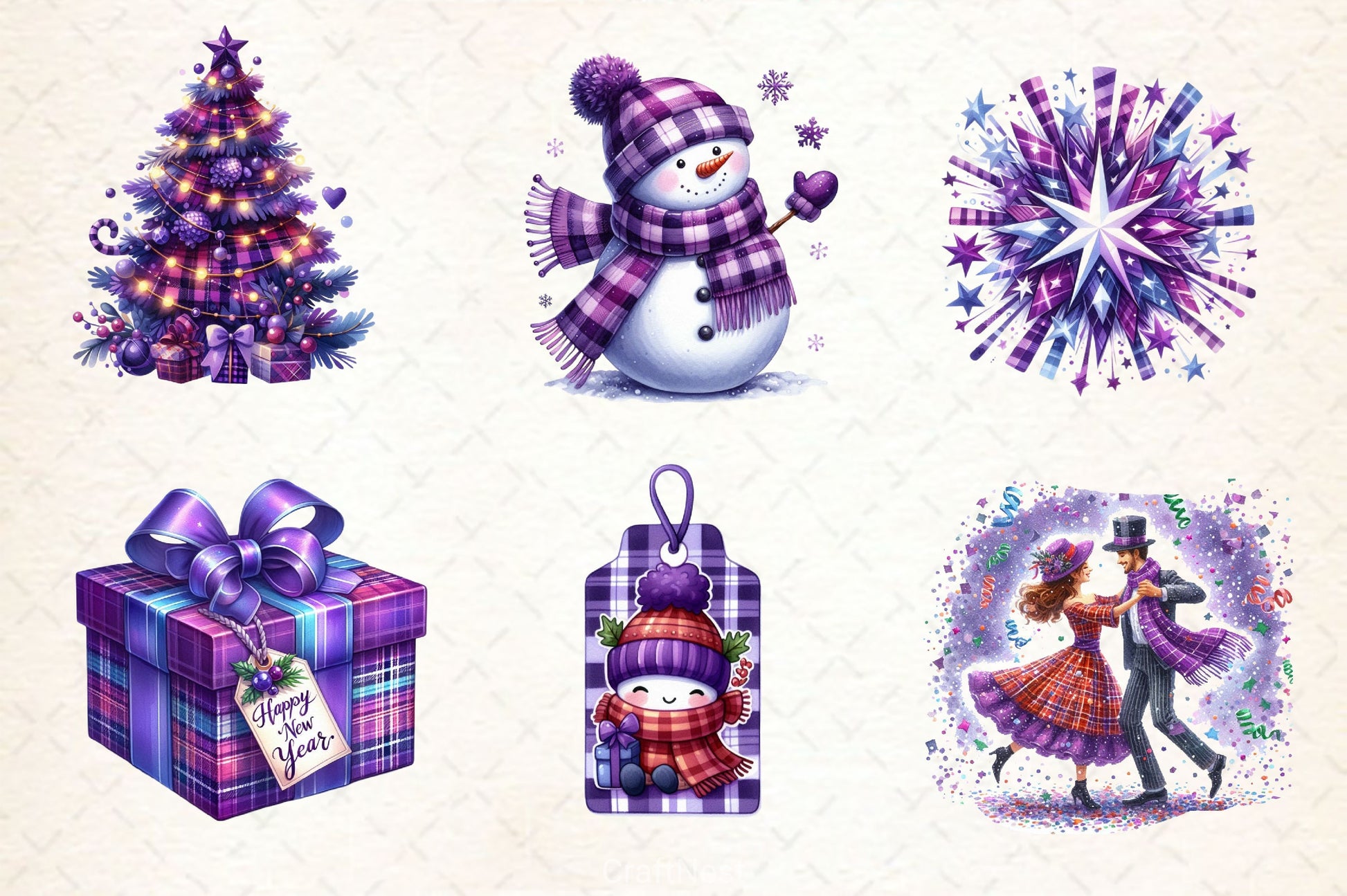 Purple New Year Clipart Bundle - CraftNest - Digital Crafting and Art