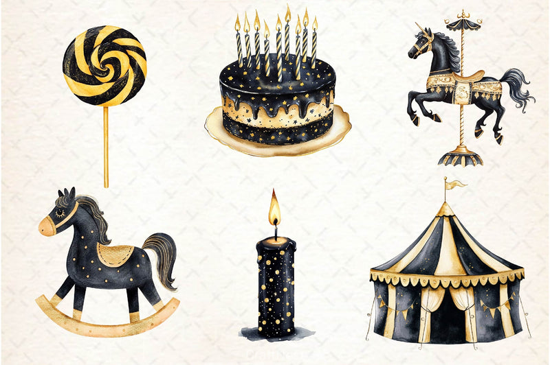Luxury Black Kids Birthday Clipart Bundle - CraftNest - Digital Crafting and Art
